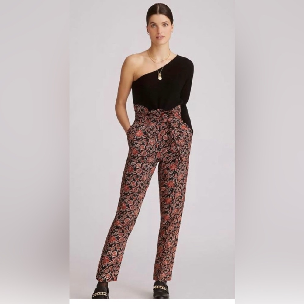 Scotch & Soda Black Top with Red Floral Print Pants